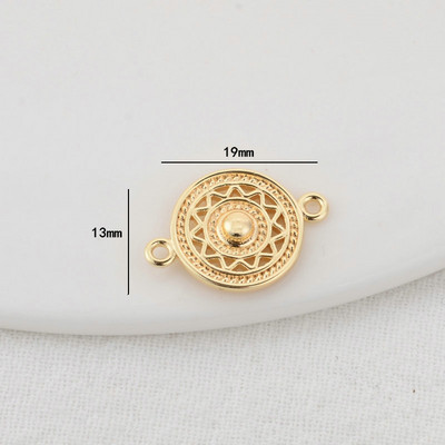 13×19MM 14K aranyozott, kerek, 2 lyukú, összekötő medálok medálok Ékszerkészítési kellékek Barkácsolás kiegészítők