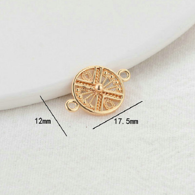 13×19MM 14K aranyozott, kerek, 2 lyukú, összekötő medálok medálok Ékszerkészítési kellékek Barkácsolás kiegészítők