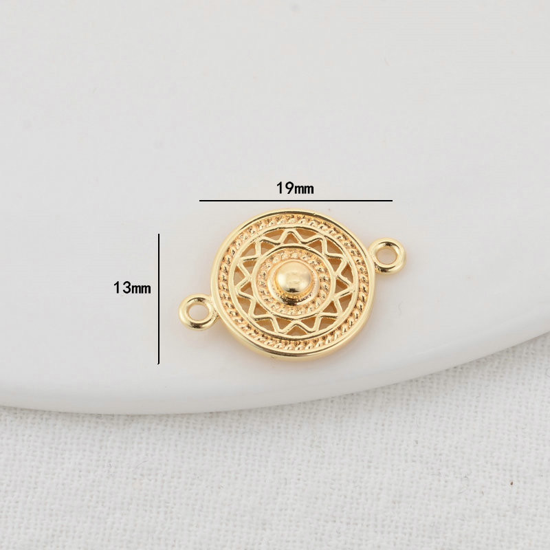 13×19MM 14K aranyozott, kerek, 2 lyukú, összekötő medálok medálok Ékszerkészítési kellékek Barkácsolás kiegészítők