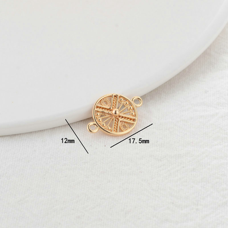 13×19MM 14K aranyozott, kerek, 2 lyukú, összekötő medálok medálok Ékszerkészítési kellékek Barkácsolás kiegészítők