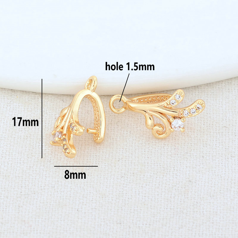 8*17MM 8*13MM 14K arannyal bevont sárgaréz cirkon bála csíptetővel medálkészítéshez barkácsolás nyaklánc ékszer készítése.