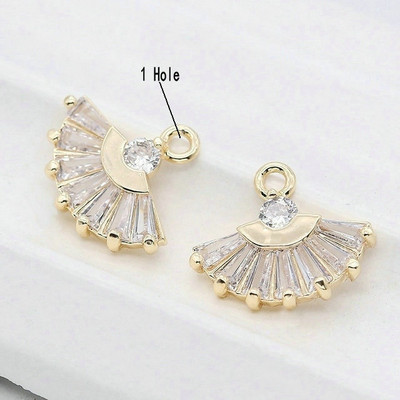 14.5x14MM 14K pozlaćen i cirkon 2 rupe Oblik lepeze Connect Charms Privjesci Pribor za izradu nakita Diy dodaci