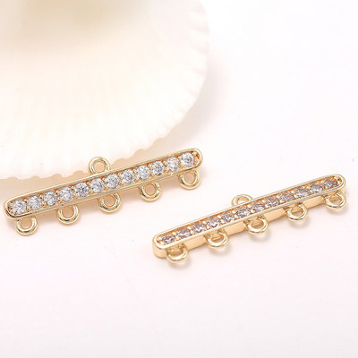 20 mm-es 14K arany színű sárgaréz 5 lyukkal összekötő medálok medálok Ékszerkészítési kellékek Barkácslelet Kiegészítők