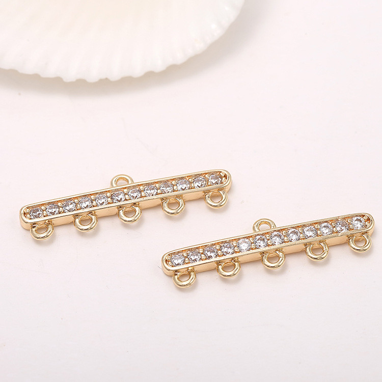 20 mm-es 14K arany színű sárgaréz 5 lyukkal összekötő medálok medálok Ékszerkészítési kellékek Barkácslelet Kiegészítők