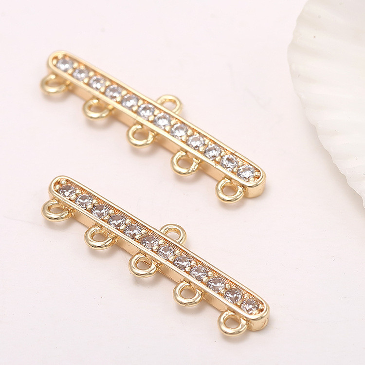 20 mm-es 14K arany színű sárgaréz 5 lyukkal összekötő medálok medálok Ékszerkészítési kellékek Barkácslelet Kiegészítők