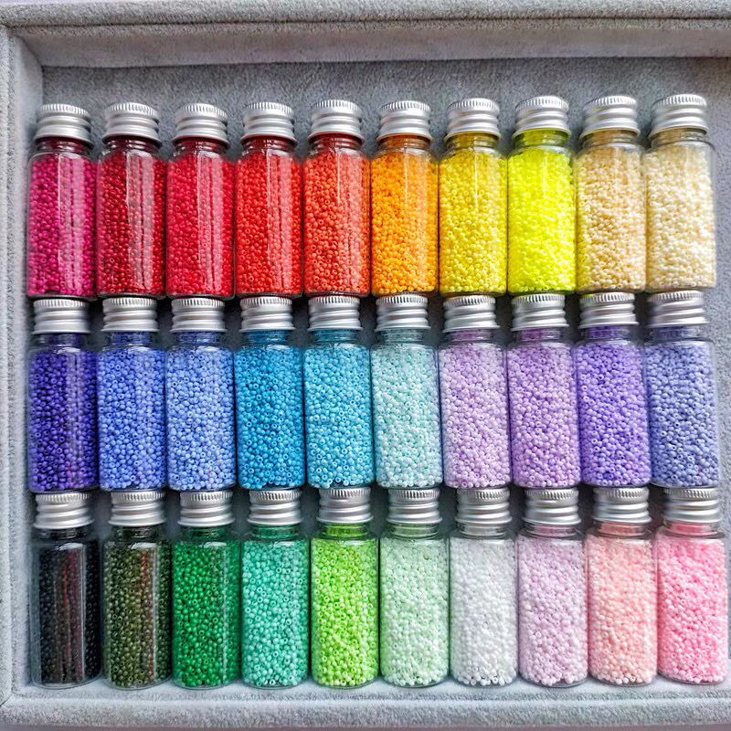 20g 2mm/caurule Miyuki stikla sēklu pērlītes 11/0 nodilumizturīgas, necaurspīdīgas apaļas starplikas krelles DIY rotaslietu izgatavošanai šūšanas materiāls
