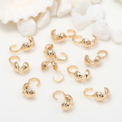 50PCS Pribor za izradu nakita 4mm Oyster Crimp Bead Vrh Knot Cover 14K zlatna boja konektora Spojnica Spojnica Priključci Komponente