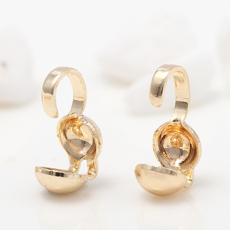50PCS Pribor za izradu nakita 4mm Oyster Crimp Bead Vrh Knot Cover 14K zlatna boja konektora Spojnica Spojnica Priključci Komponente
