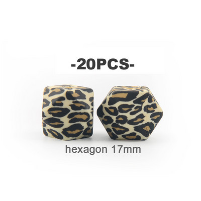 LOFCA 20 τμχ Tie βαφή λεοπάρ Terrazzo Dalmatian camo Χάντρες σιλικόνης Teething Beads DIY Μασώμενες πολύχρωμες οδοντοφυΐες για βρέφη