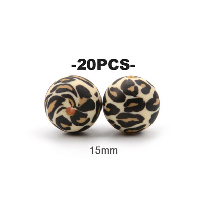 LOFCA 20 τμχ Tie βαφή λεοπάρ Terrazzo Dalmatian camo Χάντρες σιλικόνης Teething Beads DIY Μασώμενες πολύχρωμες οδοντοφυΐες για βρέφη