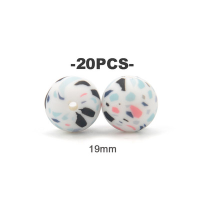 LOFCA 20 τμχ Tie βαφή λεοπάρ Terrazzo Dalmatian camo Χάντρες σιλικόνης Teething Beads DIY Μασώμενες πολύχρωμες οδοντοφυΐες για βρέφη