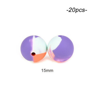 LOFCA 20 τμχ Tie βαφή λεοπάρ Terrazzo Dalmatian camo Χάντρες σιλικόνης Teething Beads DIY Μασώμενες πολύχρωμες οδοντοφυΐες για βρέφη