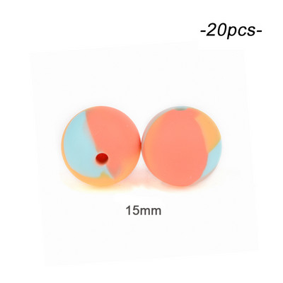 LOFCA 20 τμχ Tie βαφή λεοπάρ Terrazzo Dalmatian camo Χάντρες σιλικόνης Teething Beads DIY Μασώμενες πολύχρωμες οδοντοφυΐες για βρέφη