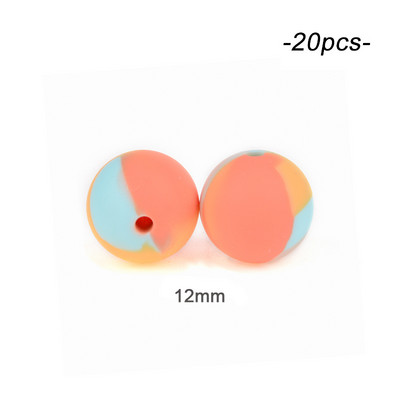 LOFCA 20 τμχ Tie βαφή λεοπάρ Terrazzo Dalmatian camo Χάντρες σιλικόνης Teething Beads DIY Μασώμενες πολύχρωμες οδοντοφυΐες για βρέφη