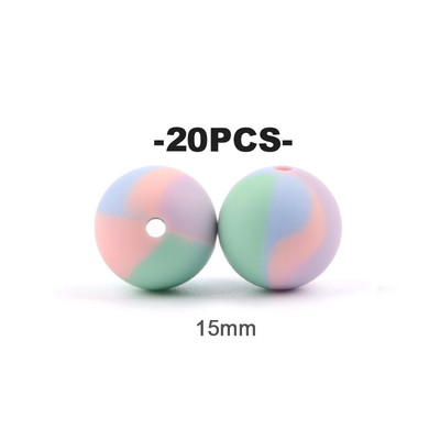 LOFCA 20 τμχ Tie βαφή λεοπάρ Terrazzo Dalmatian camo Χάντρες σιλικόνης Teething Beads DIY Μασώμενες πολύχρωμες οδοντοφυΐες για βρέφη