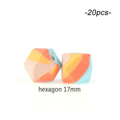 LOFCA 20 τμχ Tie βαφή λεοπάρ Terrazzo Dalmatian camo Χάντρες σιλικόνης Teething Beads DIY Μασώμενες πολύχρωμες οδοντοφυΐες για βρέφη