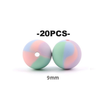 LOFCA 20 τμχ Tie βαφή λεοπάρ Terrazzo Dalmatian camo Χάντρες σιλικόνης Teething Beads DIY Μασώμενες πολύχρωμες οδοντοφυΐες για βρέφη