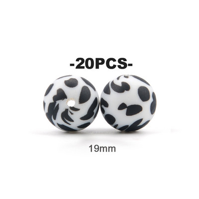 LOFCA 20 τμχ Tie βαφή λεοπάρ Terrazzo Dalmatian camo Χάντρες σιλικόνης Teething Beads DIY Μασώμενες πολύχρωμες οδοντοφυΐες για βρέφη