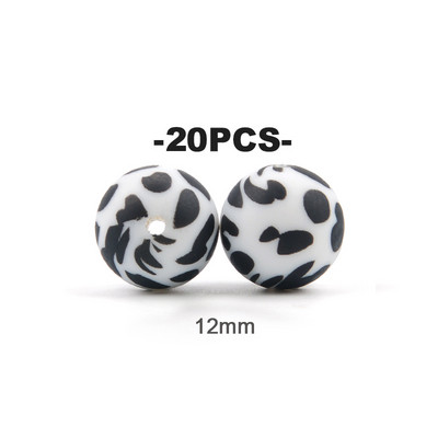 LOFCA 20 τμχ Tie βαφή λεοπάρ Terrazzo Dalmatian camo Χάντρες σιλικόνης Teething Beads DIY Μασώμενες πολύχρωμες οδοντοφυΐες για βρέφη