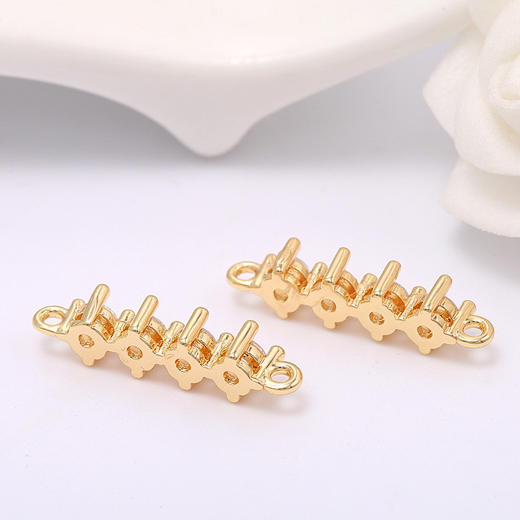 4 DB 5*20MM 14K arany színű sárgaréz és cirkon bűbájok 2 lyukas medálok Ékszerkészítési kellékek Barkácslelet Kiegészítők