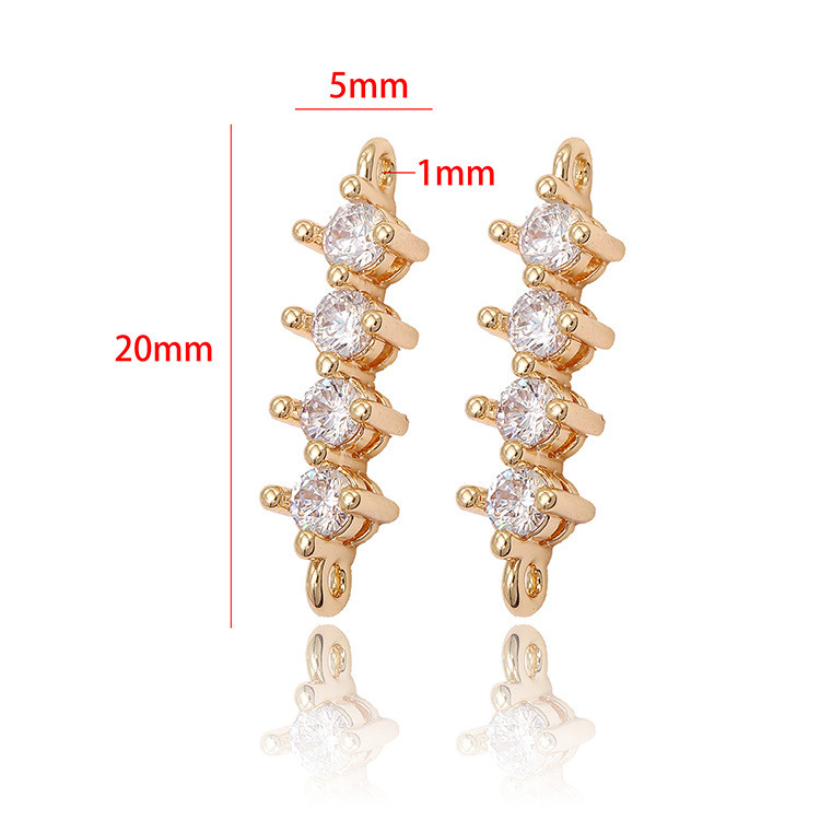 4 DB 5*20MM 14K arany színű sárgaréz és cirkon bűbájok 2 lyukas medálok Ékszerkészítési kellékek Barkácslelet Kiegészítők
