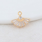 14x12MM 14K aranyozott és cirkon legyező alakú Connect Charms medálok Ékszerkészítési kellékek Barkácsolás kiegészítők