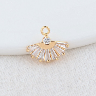 14x12MM 14K paauksuotas ir cirkonio ventiliatoriaus forma Connect Charms Pakabukai Papuošalų gamybos reikmenys Pasidaryk pats priedai