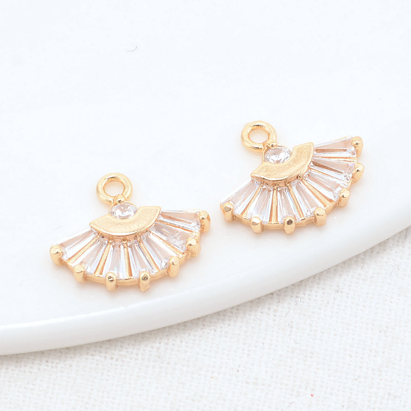 14x12MM 14K aranyozott és cirkon legyező alakú Connect Charms medálok Ékszerkészítési kellékek Barkácsolás kiegészítők