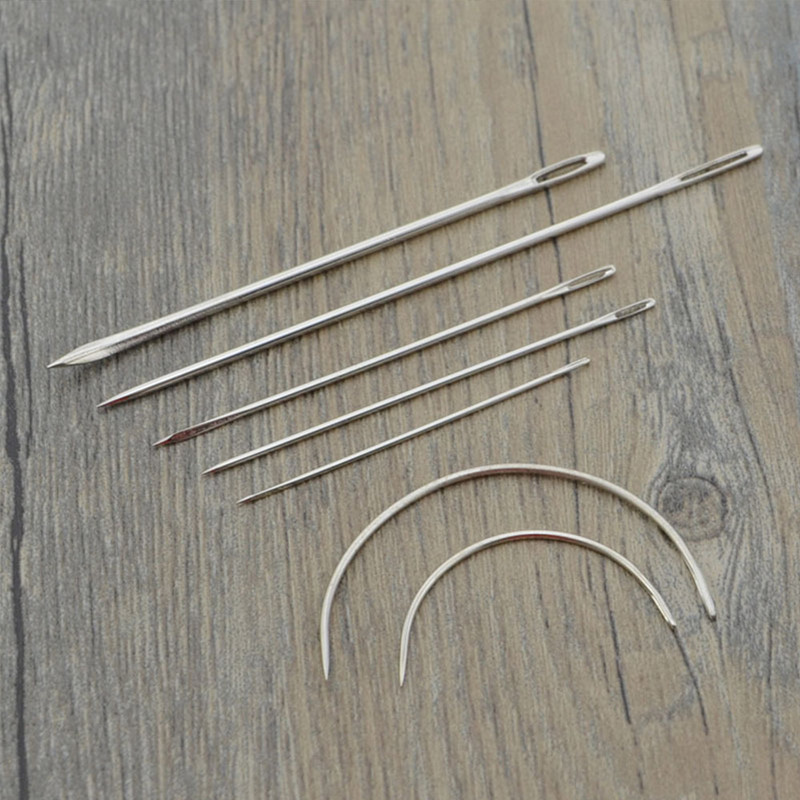 7 τμχ Ταπετσαρίες βελόνας ραπτικής με δερμάτινες χειροτεχνίες DIY Δερμάτινο χέρι από ανοξείδωτο ατσάλι Καρφίτσα βελονιάς Κιτ καμβάς επισκευή χαλιού κυρτή