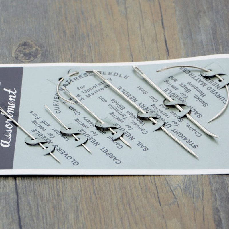 7 τμχ Ταπετσαρίες βελόνας ραπτικής με δερμάτινες χειροτεχνίες DIY Δερμάτινο χέρι από ανοξείδωτο ατσάλι Καρφίτσα βελονιάς Κιτ καμβάς επισκευή χαλιού κυρτή