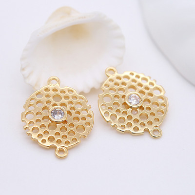 15*20MM 14K zlatne boje mesing 2 rupe privjesci cvjetni konektor Okrugli privjesci privjesci Pribor za izradu nakita Diy nalazi