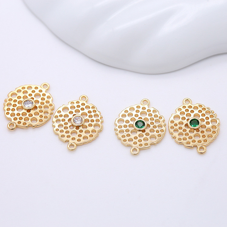 15*20MM 14K zlatne boje mesing 2 rupe privjesci cvjetni konektor Okrugli privjesci privjesci Pribor za izradu nakita Diy nalazi