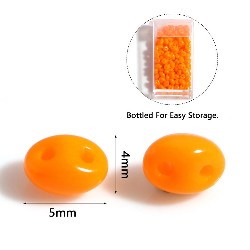 Staklene dvostruke perle s dvije rupe, višebojne, neprozirne razmaknice, DIY nakit, 5 mm x 4 mm, 1 boca (10 g-približno 150 komada)