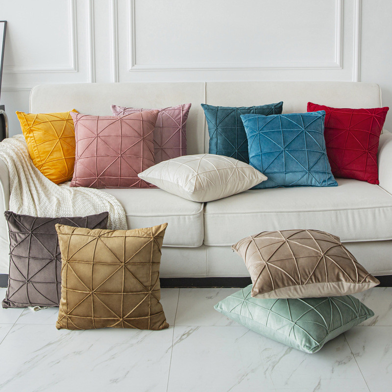 New Grids Dutch Velvet Cushion Coll Case Μαξιλαροθήκη μονόχρωμη ριχτάρι για καναπέ Διακοσμητικό κάλυμμα οσφυϊκού μαξιλαριού Διακοσμητικό μαξιλαροθήκη σπιτιού