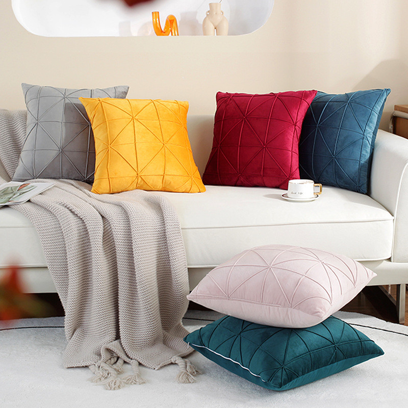 New Grids Dutch Velvet Cushion Coll Case Μαξιλαροθήκη μονόχρωμη ριχτάρι για καναπέ Διακοσμητικό κάλυμμα οσφυϊκού μαξιλαριού Διακοσμητικό μαξιλαροθήκη σπιτιού