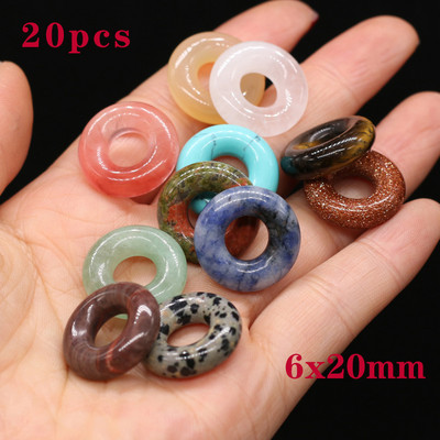 20 komada perli od prirodnog kamena, oblika abakusa, velika rupa, mješavina boja, ahatnih kamenih labavih perli za izradu DIY nakita, ogrlica, naušnica
