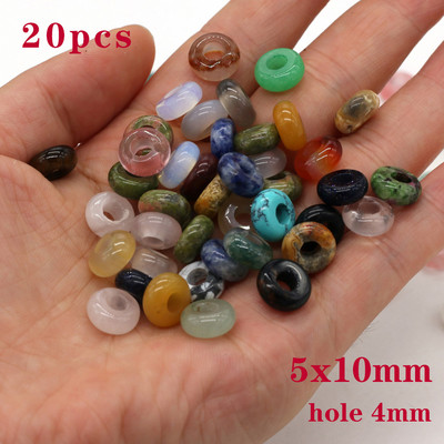 20 komada perli od prirodnog kamena, oblika abakusa, velika rupa, mješavina boja, ahatnih kamenih labavih perli za izradu DIY nakita, ogrlica, naušnica