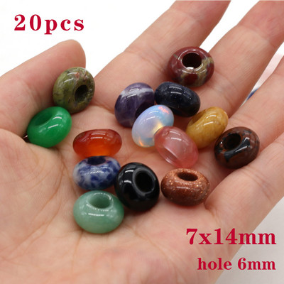 20 komada perli od prirodnog kamena, oblika abakusa, velika rupa, mješavina boja, ahatnih kamenih labavih perli za izradu DIY nakita, ogrlica, naušnica