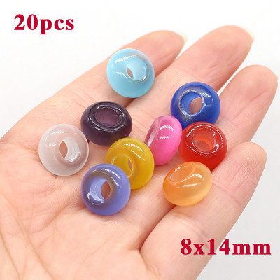 20 komada perli od prirodnog kamena, oblika abakusa, velika rupa, mješavina boja, ahatnih kamenih labavih perli za izradu DIY nakita, ogrlica, naušnica