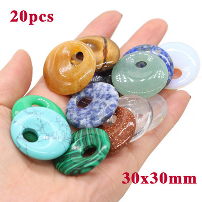 20 komada perli od prirodnog kamena, oblika abakusa, velika rupa, mješavina boja, ahatnih kamenih labavih perli za izradu DIY nakita, ogrlica, naušnica