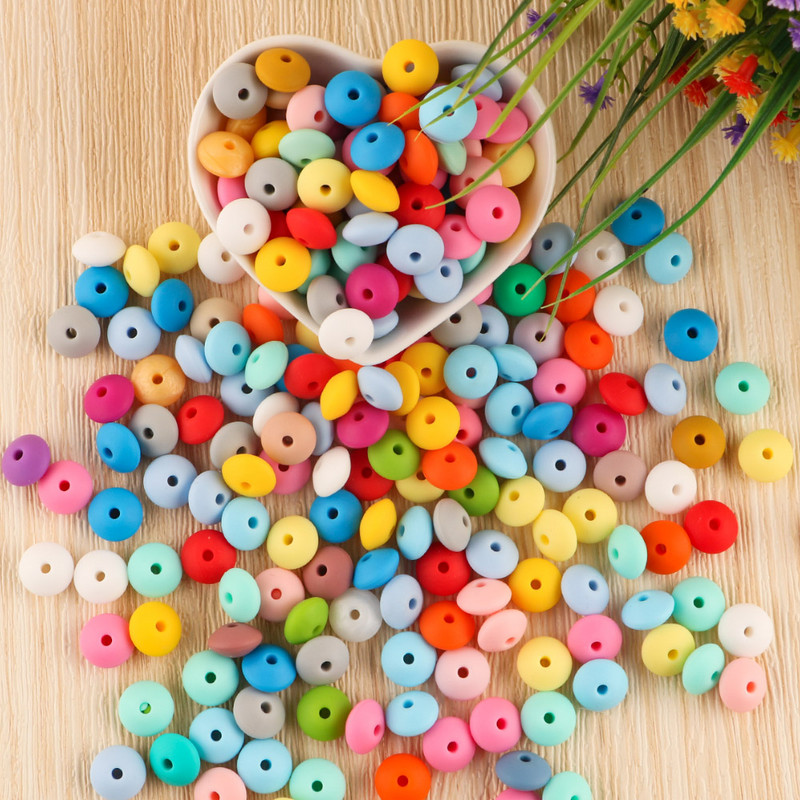 100 kom Silikonska perla od leće 12 mm Dječja perla za grickanje za žvakanje DIY lančić za bradavice Narukvica Ogrlica Dodaci za nakit Perle bez BPA