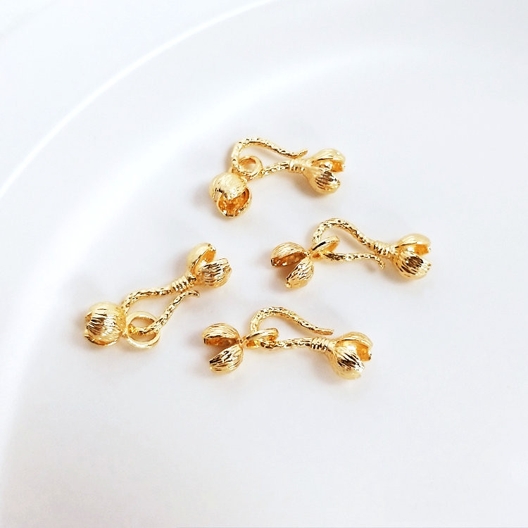 4Set 14MM 16MM 14K Arany színű sárgaréz virág nyaklánc Connect Clasp Ékszer készítési kellékek Barkács leletek Kiegészítők