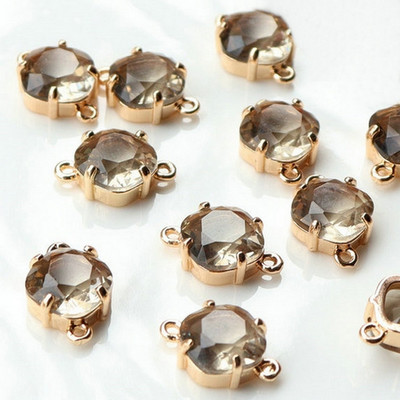 17x11MM 14K arany színű sárgaréz és üveg 2 lyukú, négyzet alakú összekötő medálok medálok barkács ékszerek leletek Kiegészítők