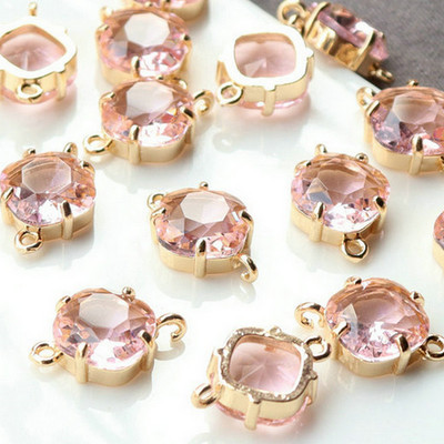 17x11MM 14K arany színű sárgaréz és üveg 2 lyukú, négyzet alakú összekötő medálok medálok barkács ékszerek leletek Kiegészítők