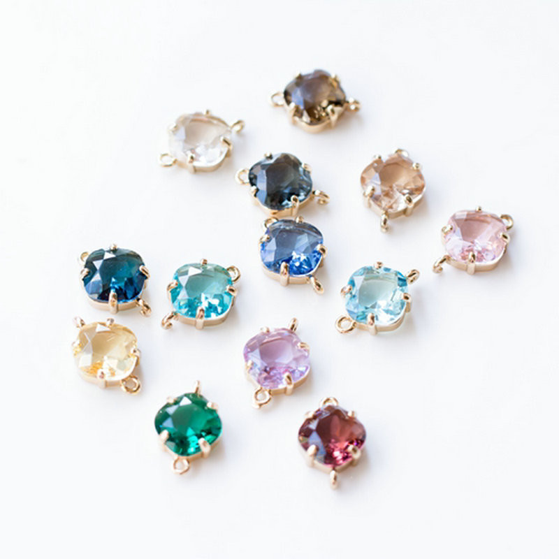 17x11MM 14K arany színű sárgaréz és üveg 2 lyukú, négyzet alakú összekötő medálok medálok barkács ékszerek leletek Kiegészítők