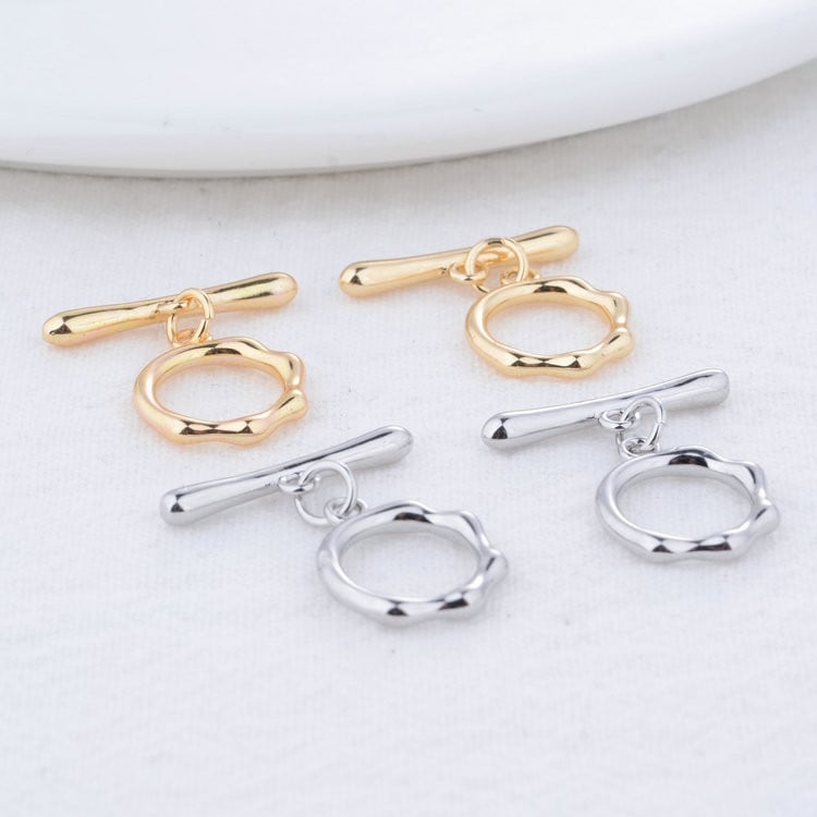 13 mm-es 14K arany színű bevonatú sárgaréz kerek karkötő O billenőkapcsok Kiváló minőségű barkács ékszerkészítési kellékek