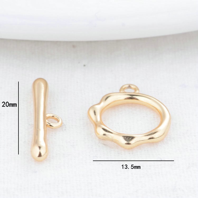 13 mm-es 14K arany színű bevonatú sárgaréz kerek karkötő O billenőkapcsok Kiváló minőségű barkács ékszerkészítési kellékek