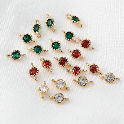 4*8 MM 14K pozlaćeni mesing sa cirkonom 2 rupe Privjesci Konektor Okrugli privjesci Privjesci Pribor za izradu nakita Diy Finding