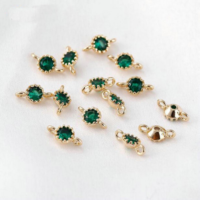 4*8 MM 14K pozlaćeni mesing sa cirkonom 2 rupe Privjesci Konektor Okrugli privjesci Privjesci Pribor za izradu nakita Diy Finding