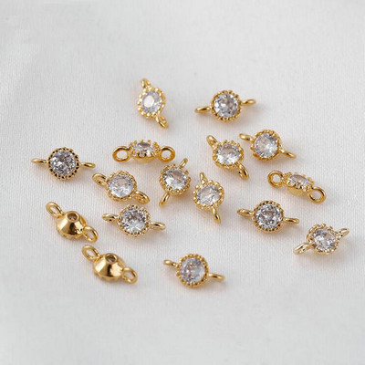 4*8 MM 14K pozlaćeni mesing sa cirkonom 2 rupe Privjesci Konektor Okrugli privjesci Privjesci Pribor za izradu nakita Diy Finding
